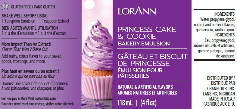 Princess Cake & Cookie Bakery Emulsion - 4 oz. - 16 oz. - 1 Gallon - 5 Gallons - Bakery Emulsions Canada - Ships Free Within Canada on Orders Above CAD $199