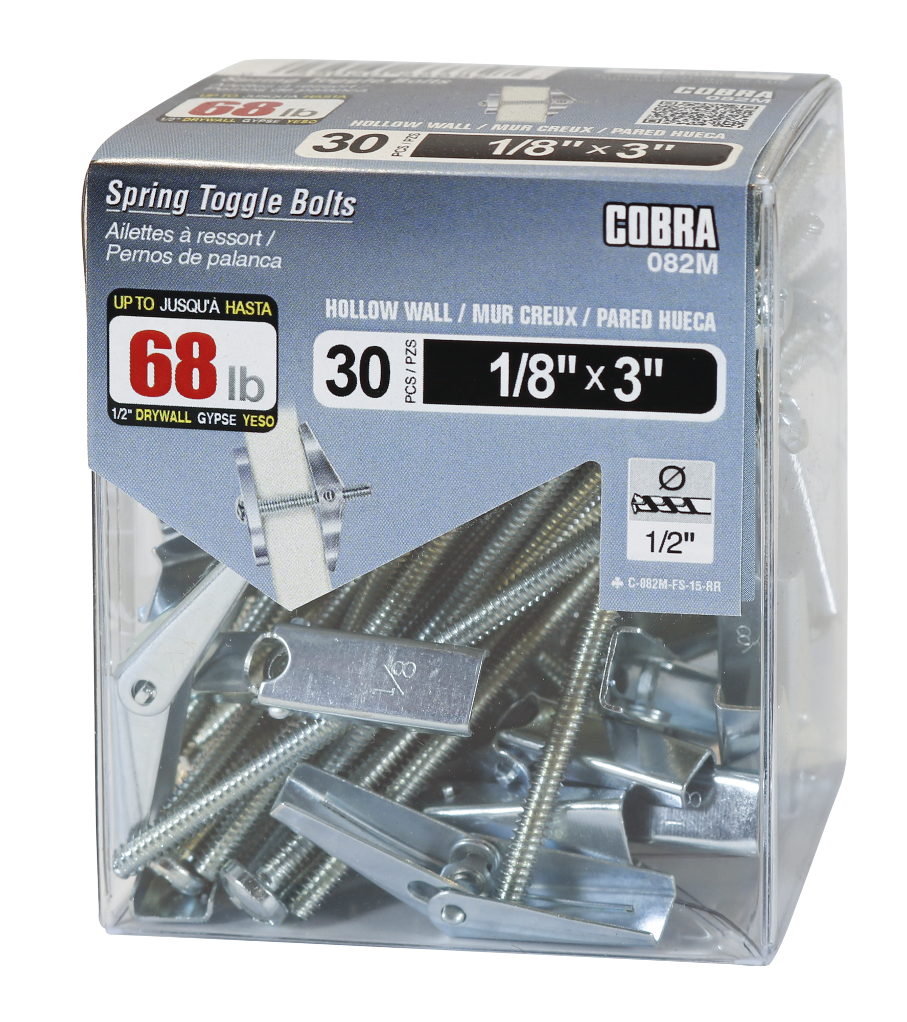 1/8"x3" Spring Toggle Bolts w/ Screw (30/Box)