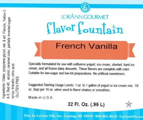 'REDUCED TO CLEAR' French Vanilla Flavor Fountain - 3 x 32 oz. - Ice Cream and Beverage Flavors - LorAnn Oils - Canadian Distribution