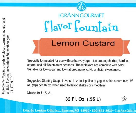 'REDUCED TO CLEAR' Lemon Custard Flavor Fountain - 3 x 32 oz. - Ice Cream and Beverage Flavors - LorAnn Oils - Canadian Distribution