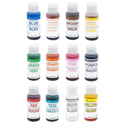 12-Unit Liquid Food Color Assortment, Variety Pack, 1 ounce, 12 unit per carton - Canadian Distribution - Ships Free Within Canada on Orders Above CAD $199