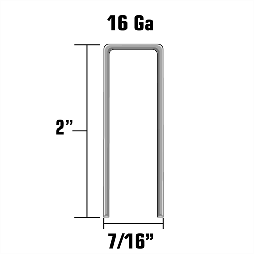 7/16”x2” 16 Gauge Electro Galvanized Crown Staples