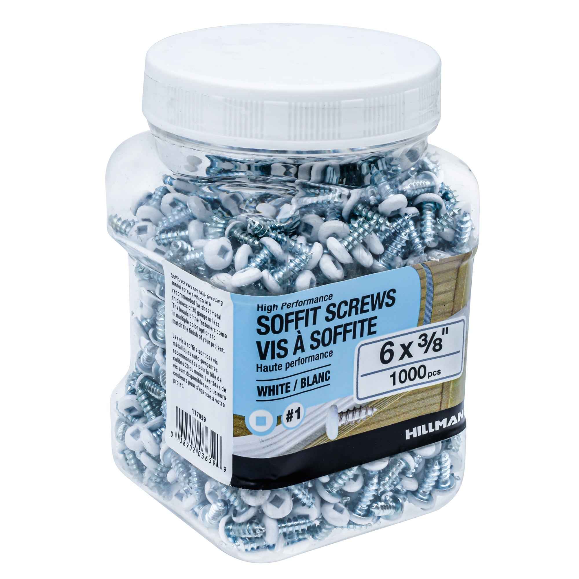6x3/8 Panhead Soffit Screws, Painted White (1000 Pieces)