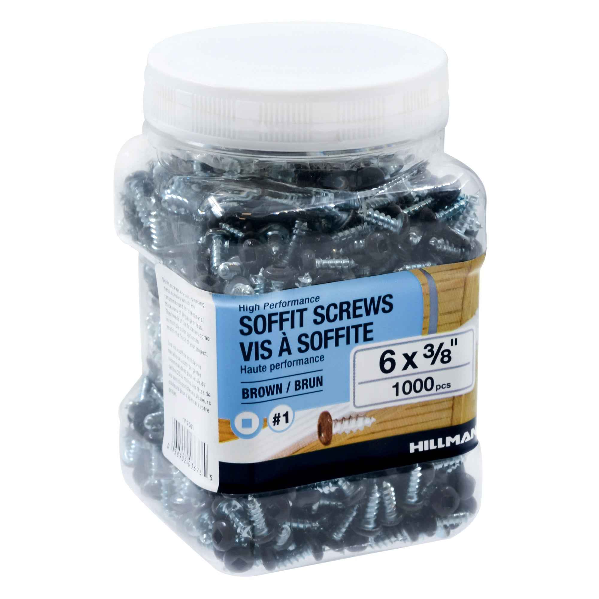 6x3/8 Panhead Soffit Screws, Painted Brown (1000 Pieces)