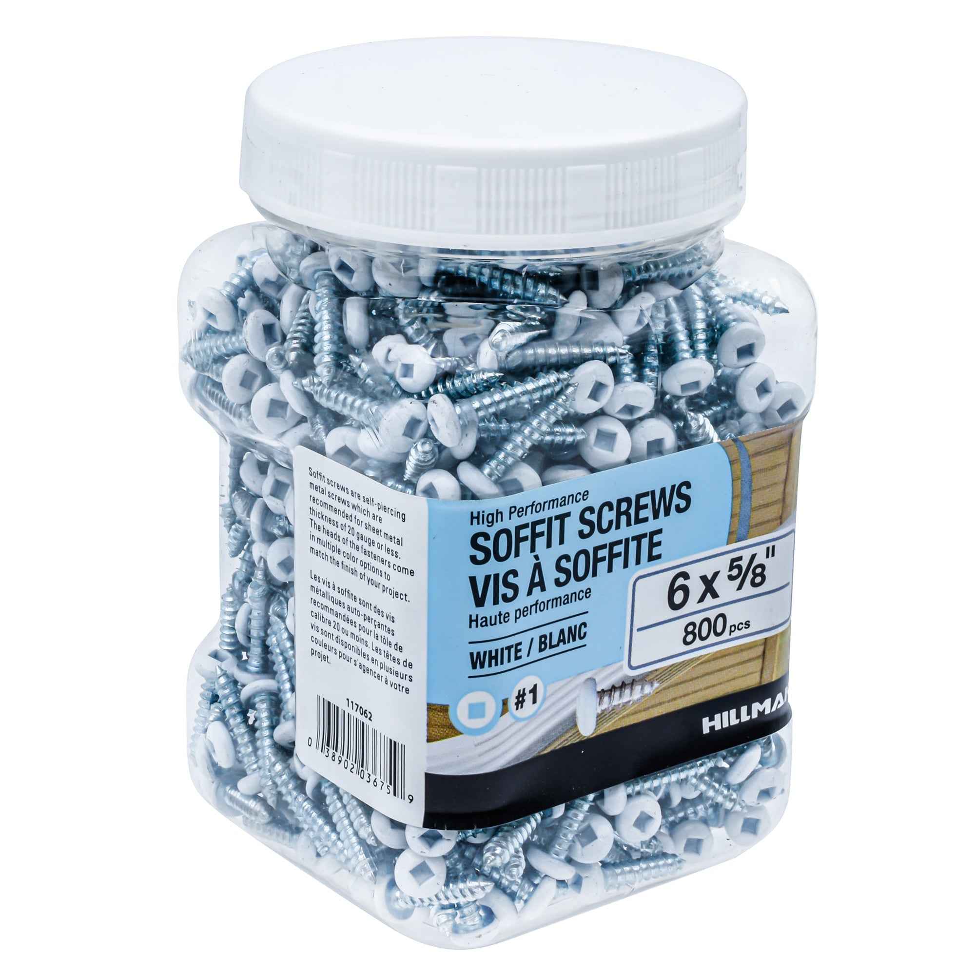 6x5/8 Panhead Soffit Screws, Painted White (800 Pieces)
