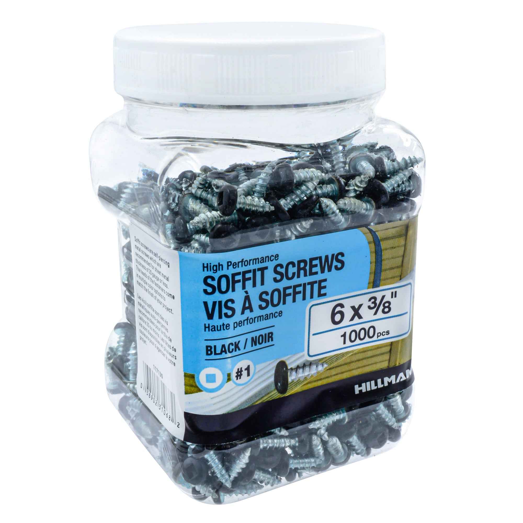6x3/8 Panhead Soffit Screws, Painted Black (1000 Pieces)