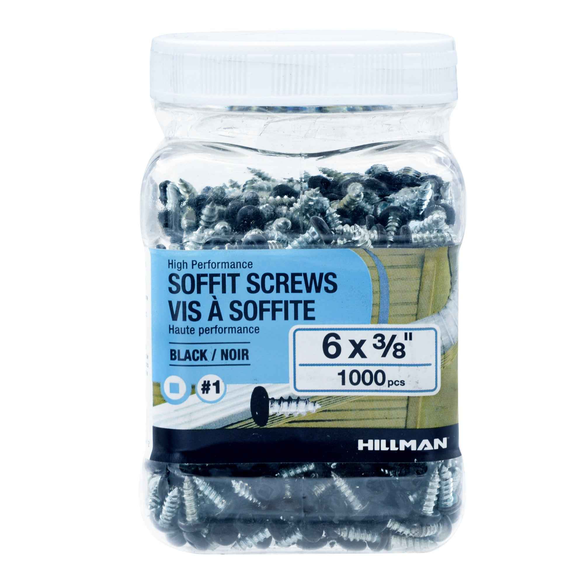 6x3/8 Panhead Soffit Screws, Painted Black (1000 Pieces)