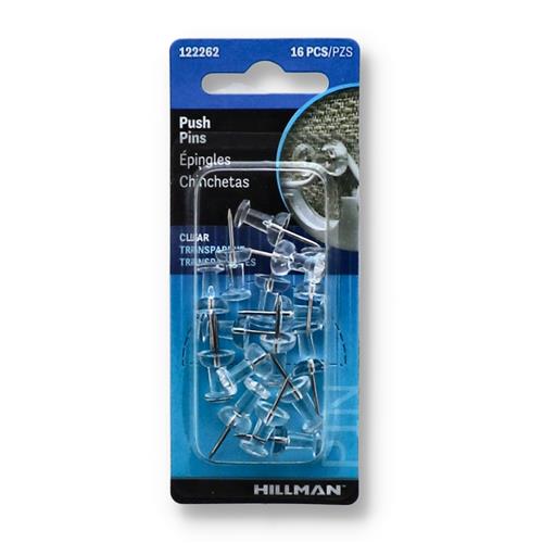 Hillman Anchor Wire Clear Push Pins (16-Count)