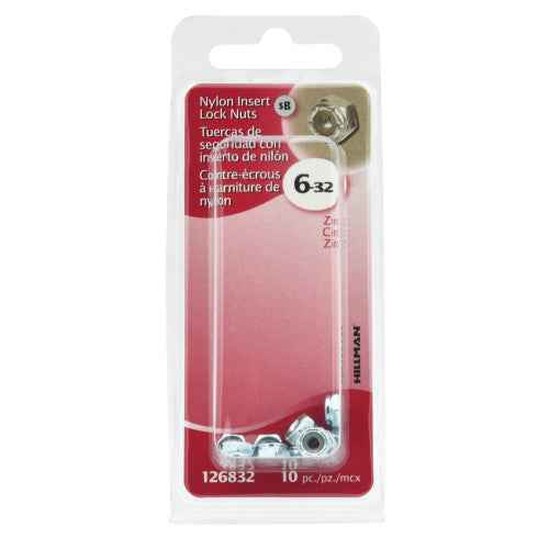 6-32 Zinc Steel Stop Lock Nut (10/Pack)