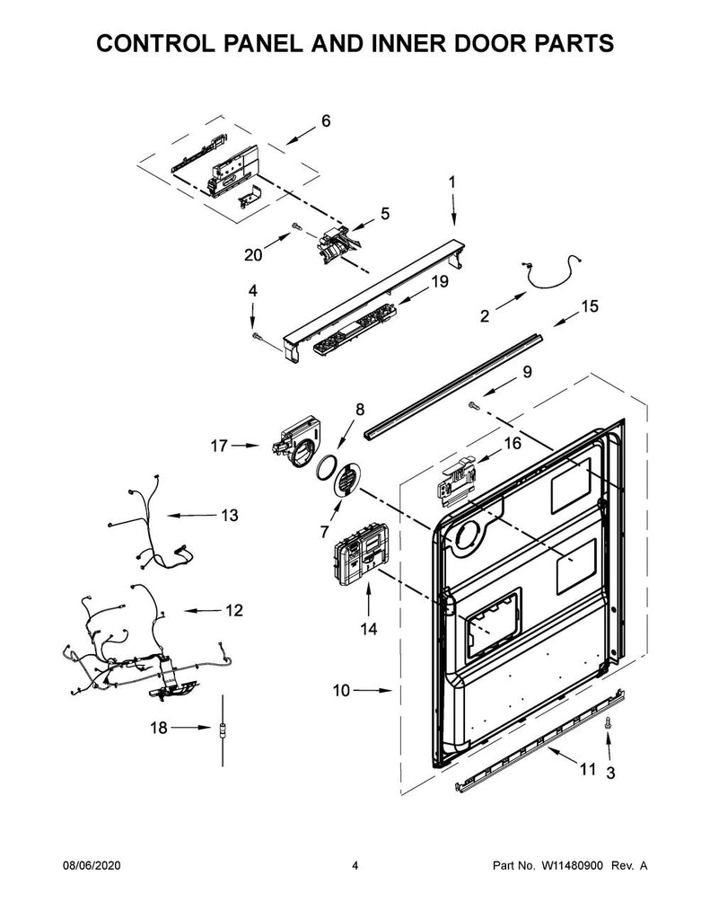W11460908 Dishwasher Control Panel, Black - XPart Supply