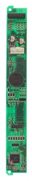 Electronic circuit board with various components on a green background
