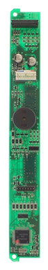 Electronic circuit board with various components on a green background