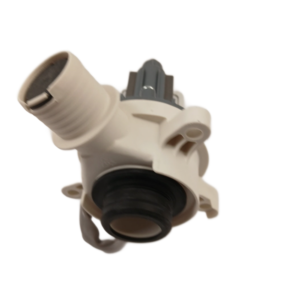 WPW10276397 washer drain pump replacement white plastic pump assembly with inlet and rubber seal