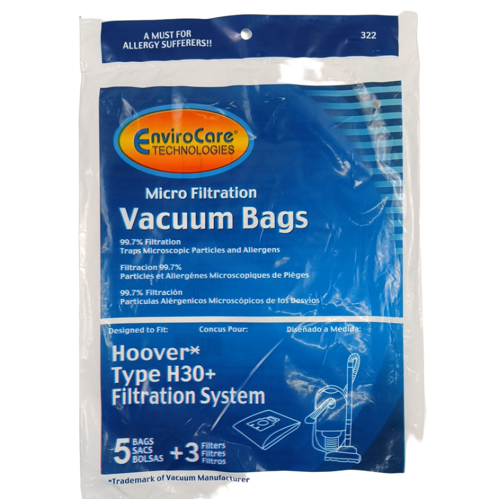 322 Vacuum Bags, Type H30 Filtration System - XPart Supply