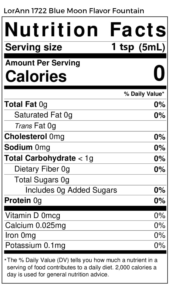 Blue Moon Flavor Fountain - 4 oz - 32 oz Bottle - Flavoring for Ice Cream, Milk Shakes, Slush, Food and Beverages - Ice Cream and Beverage Flavors - LorAnn Oils - Canadian Distribution - Ships Free Within Canada on Orders Above CAD $199