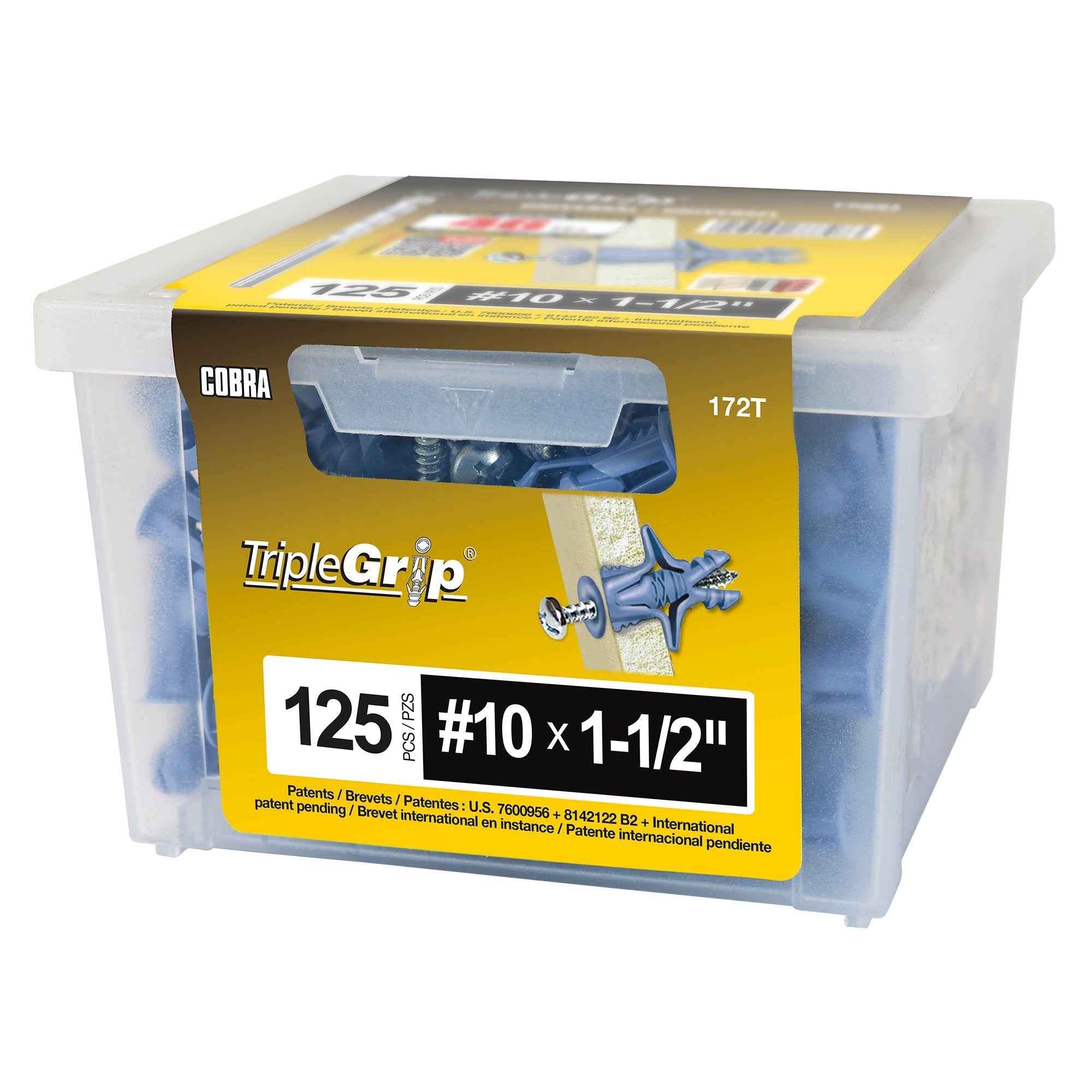 #10 TripleGrip Wall Anchor w/ Screws, Blue (125/Box)