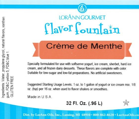 Creme de Menthe Flavor - 4 oz. - 32 oz. - Ice Cream and Beverage Flavors - LorAnn Oils - Canadian Distribution - Ships Free Within Canada on Orders Above CAD $199