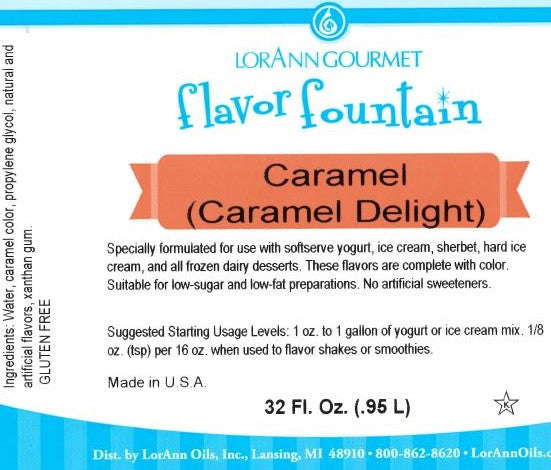 Caramel (Caramel Delight) Flavor - 4 oz. - 32 oz. - Ice Cream and Beverage Flavors - LorAnn Oils - Canadian Distribution - Ships Free Within Canada on Orders Above CAD $199