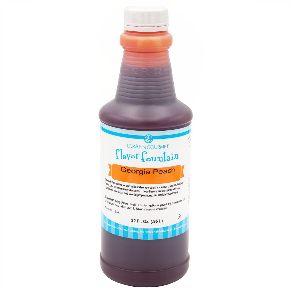 Georgia Peach Flavor Fountain - 4 oz. - 32 oz. - Ice Cream and Beverage Flavors - LorAnn Oils - Canadian Distribution - Ships Free Within Canada on Orders Above CAD $199