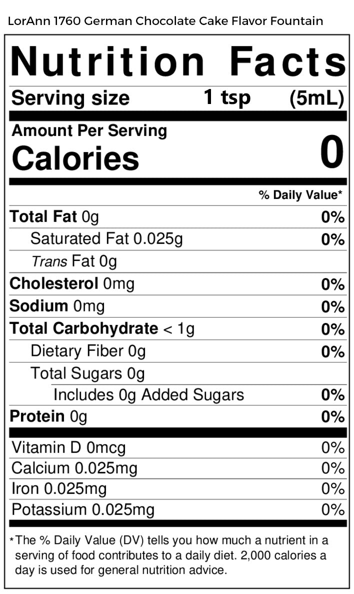 German Chocolate Cake Flavor Fountain - 4 oz. - 32 oz. - Ice Cream and Beverage Flavors - LorAnn Oils - Canadian Distribution - Ships Free Within Canada on Orders Above CAD $199