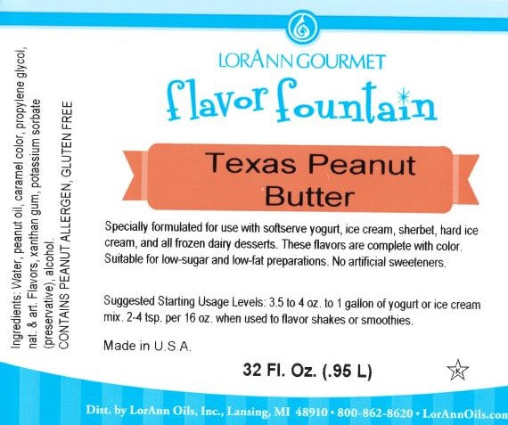 Texas Peanut Butter Flavor - 4 oz. - 32 oz. - Ice Cream and Beverage Flavors - LorAnn Oils - Canadian Distribution - Ships Free Within Canada on Orders Above CAD $199