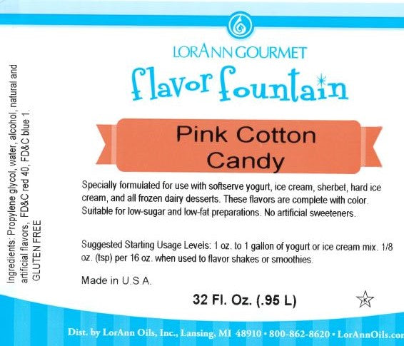 Pink Cotton Candy Flavor - 4 oz. - 32 oz. - Ice Cream and Beverage Flavors - LorAnn Oils - Canadian Distribution - Ships Free Within Canada on Orders Above CAD $199