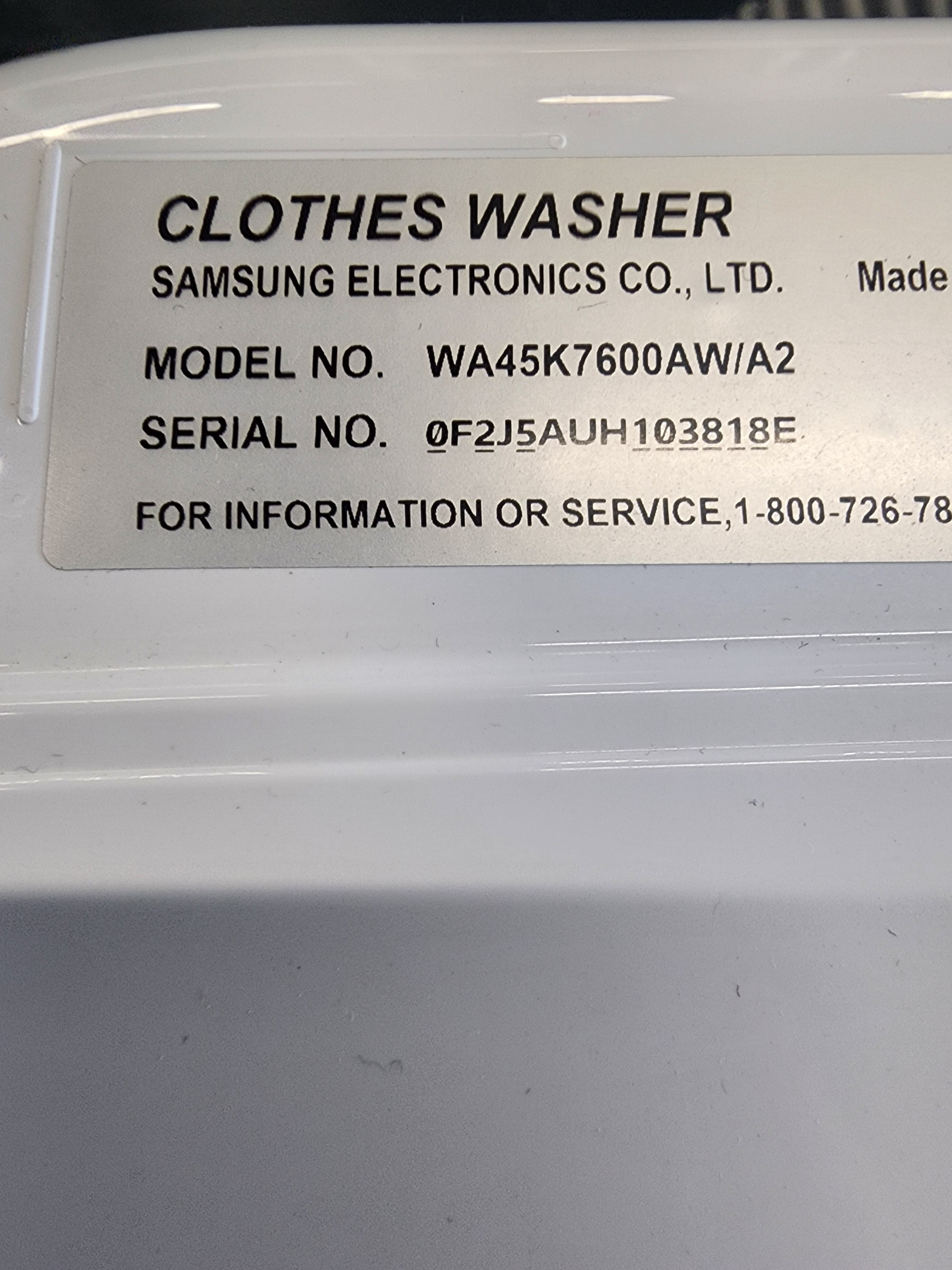 Samsung Top Load Washer