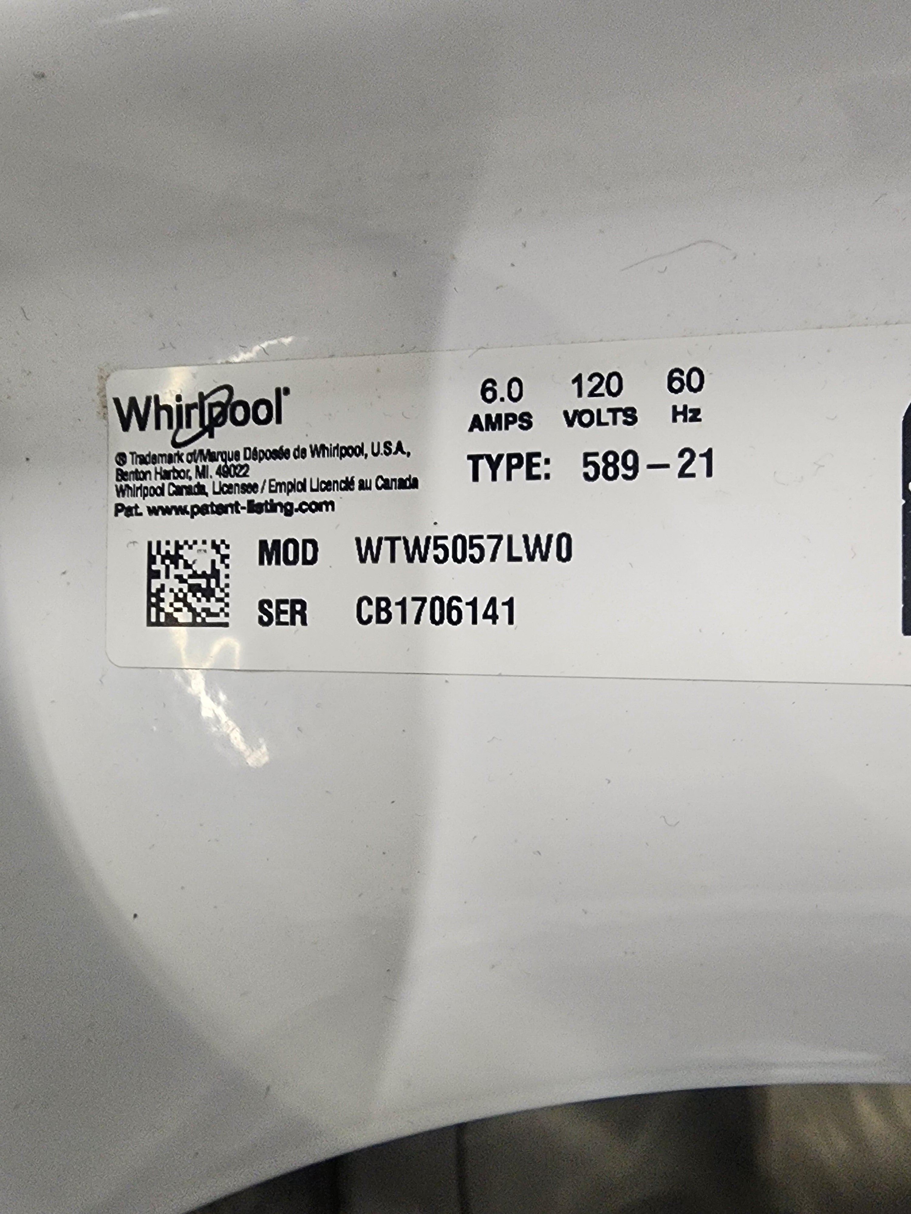 Whirlpool Top Load Washer