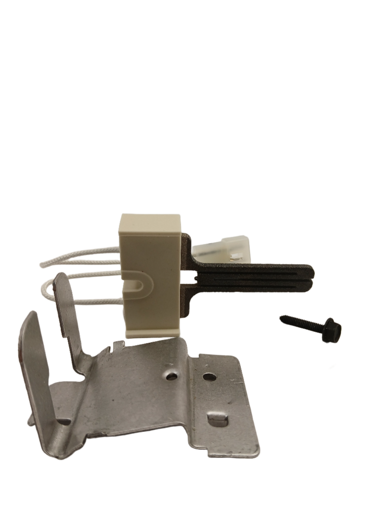 XPart Supply 279311 dryer igniter replacement with metal mounting bracket and screw on black background