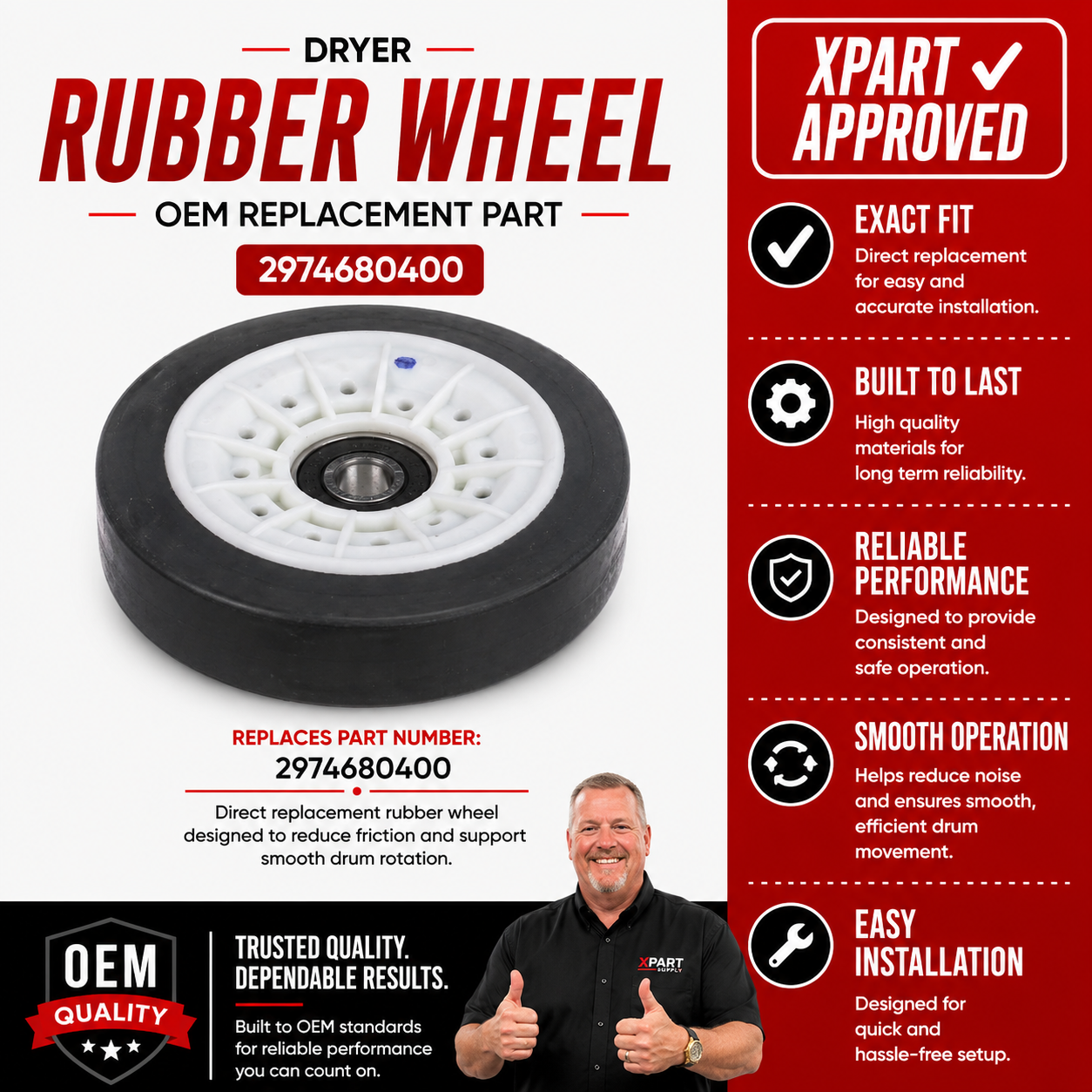 2974680400 Dryer Rubber Wheel