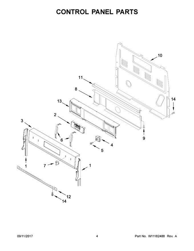 W11184721 Range Oven Control Panel, Stainless - XPart Supply