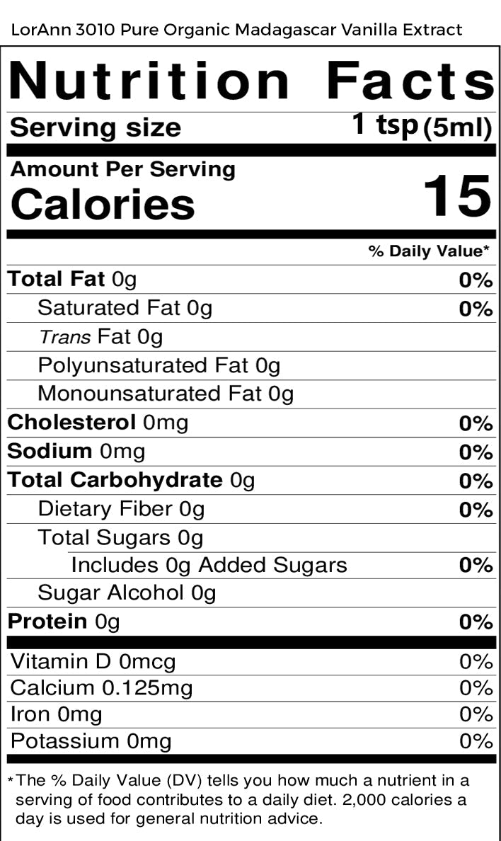 Organic Madagascar Vanilla Extract - 4 oz. - 16 oz. - 1 Gallon - 5 Gallons - Ships Free Within Canada on Orders Above CAD $199