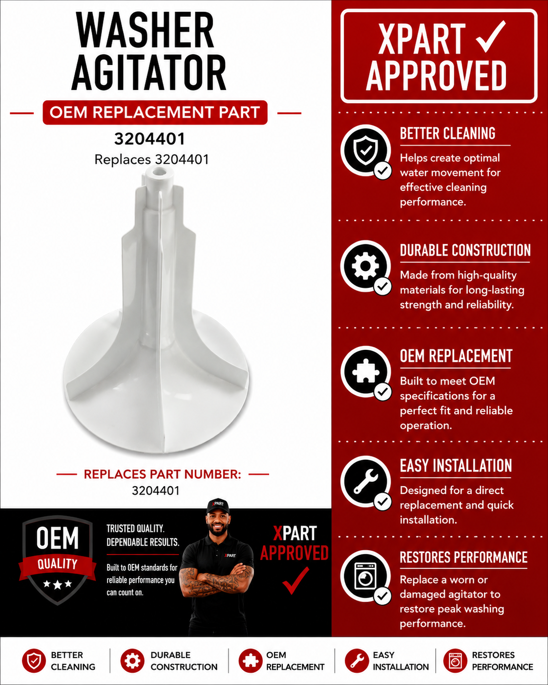 Whirlpool 3204401 Washer Agitator — No Longer Available (NLA)