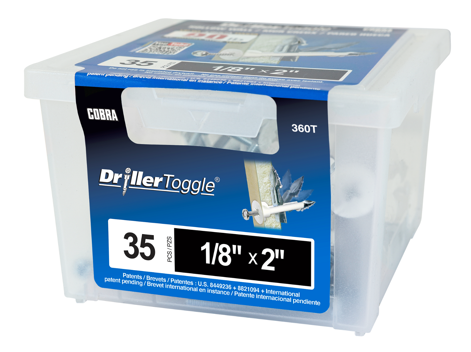 1/8"x2" DrillerToggle Wall Anchor w/ Bolts (35/Box)