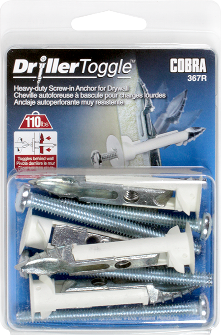 1/4"x3" DrillerToggle Wall Anchor w/ Bolts (4 Pack)