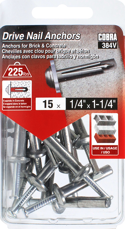 1/4"x1-1/4" Drive Nail Anchors (15 Pack)