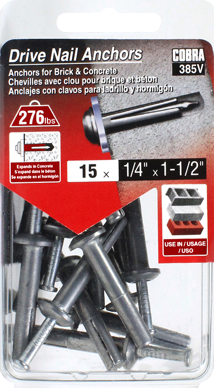 1/4"x1-1/2" Drive Nail Anchors (15 Pack)