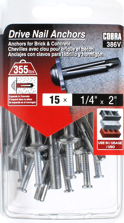 1/4"x2" Drive Nail Anchors (15 Pack)