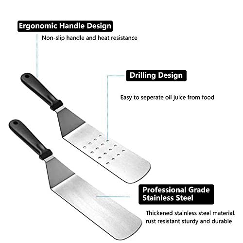 Griddle Accessories Kit,18 Pcs Griddle Grill Tools Set for Blackstone and Camp Chef,BBQ Spatula Set with Spatula, Basting Cover, Scraper, Bottle, Tongs, Egg Rings & Carry Bag - Appliance Genie
