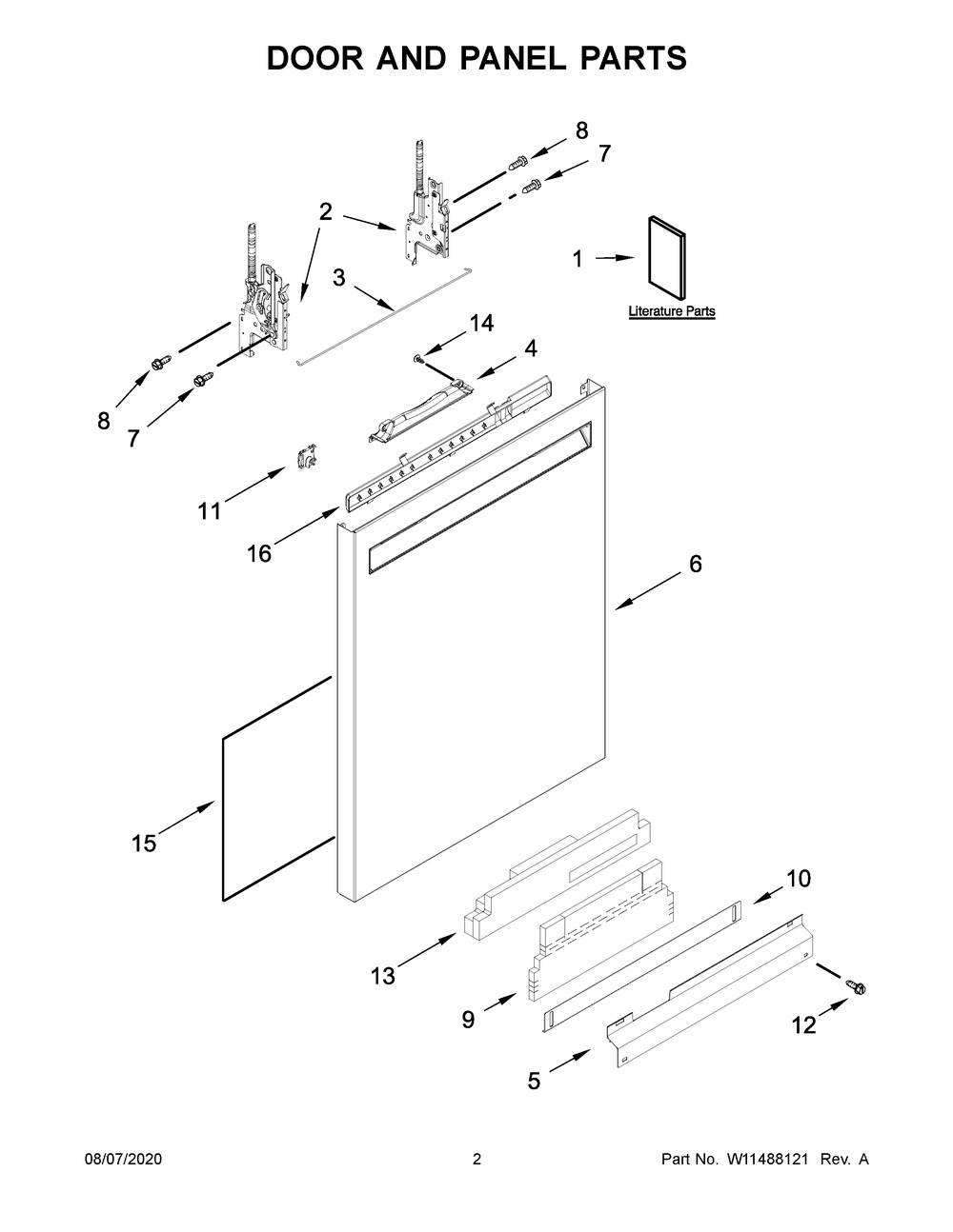 W11461688 Dishwasher Outer Door Panel