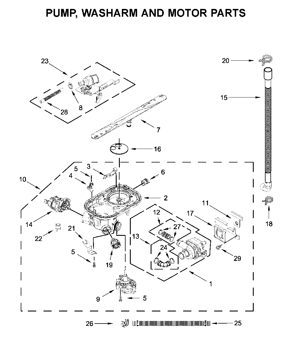 W11460945 Dishwasher Motor & Sump Assembly