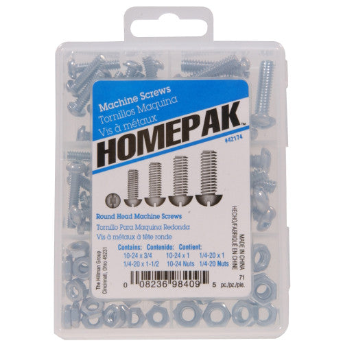 Zinc Round Head Machine Screws with Nuts Kit