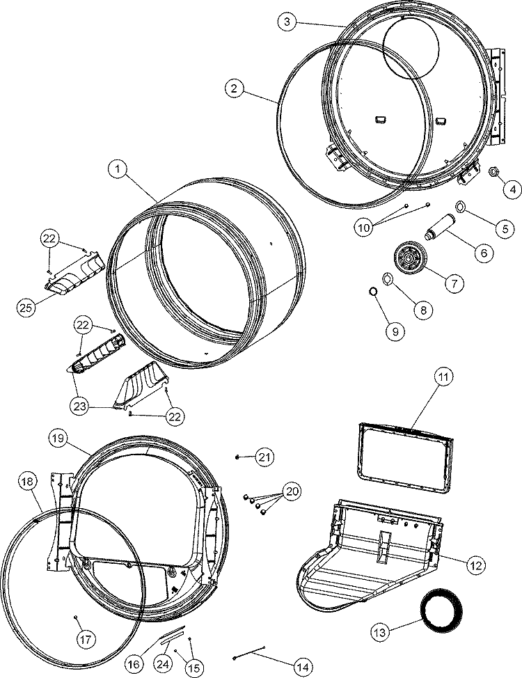 WP6-3129480 Dryer Drum Roller Axle (Support Shaft, Drum Support Axle, Roller Shaft)