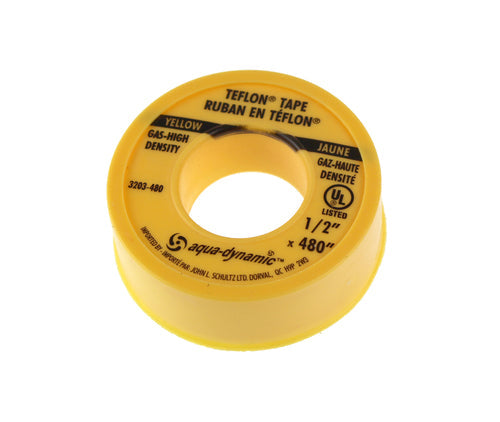 203-480 Yellow Gas Thread Seal Tape, 1/2" x 480" - XPart Supply