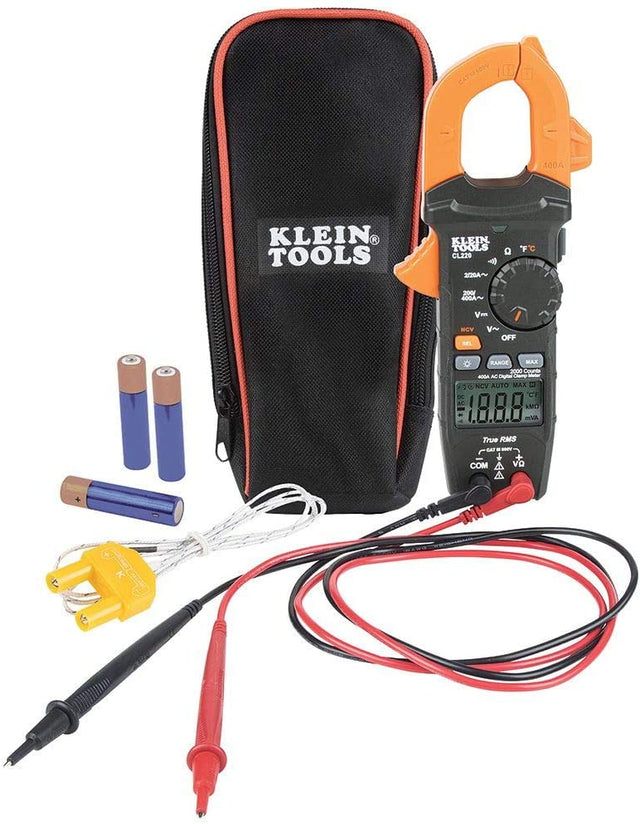 Tools CL220 Digital Clamp Meter, Auto-Ranging 400 Amp AC, AC/DC Voltage, TRMS, Resistance, Continuity, NCVT Detection, and Temp - XPart Supply