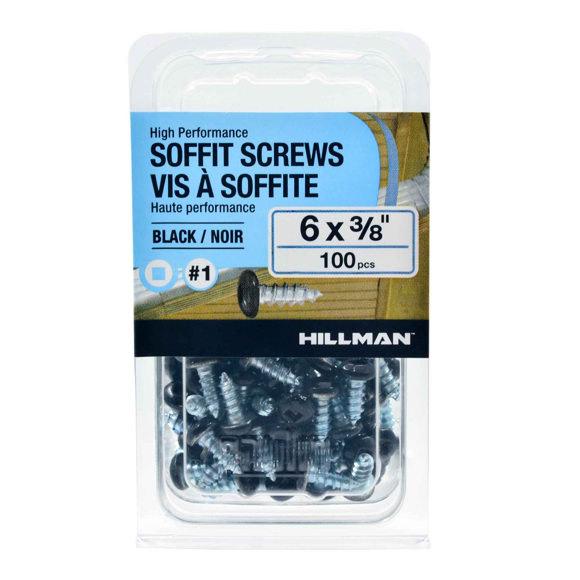 6x3/8 Panhead Soffit Screws, Painted Black (100 Pieces)