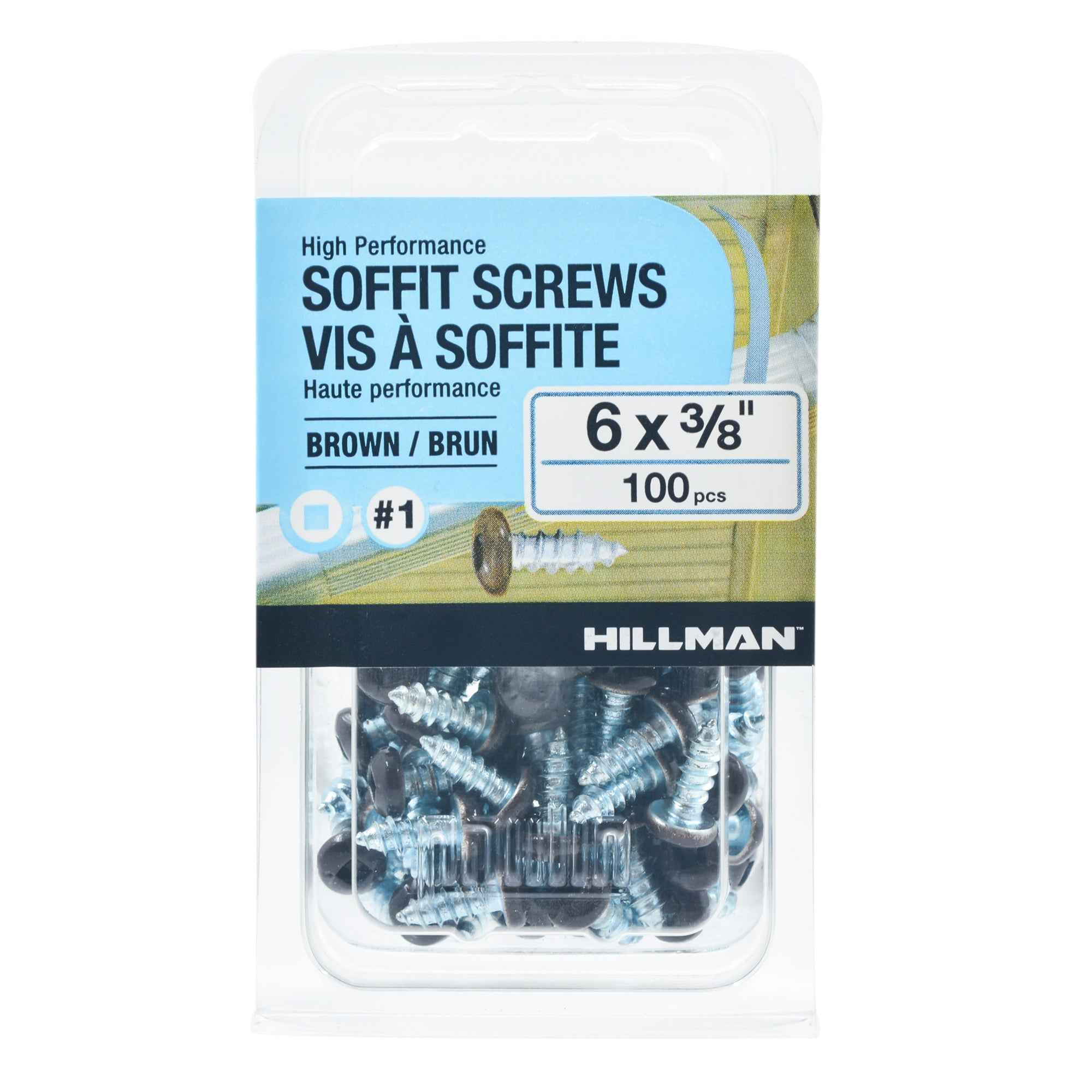 6x3/8 Panhead Soffit Screws, Painted Brown (100 Pieces)