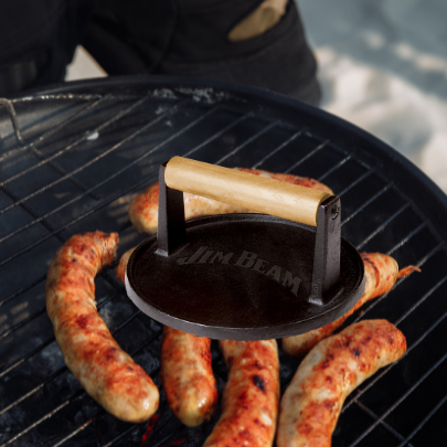 Jim Beam Cast Iron 7" Burger Press. - XPart Supply Ltd.