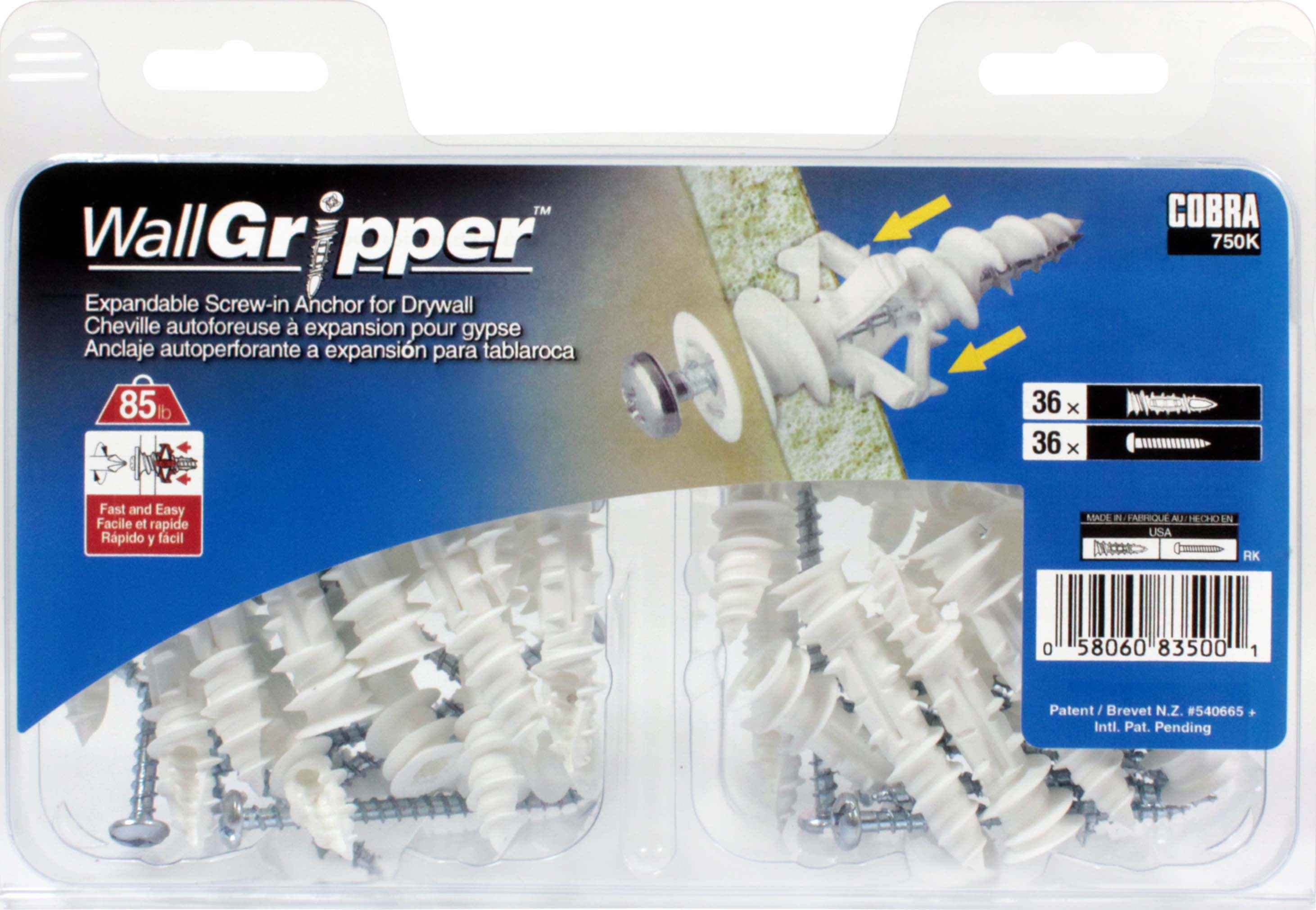 #8 WallGripper Wall Anchor w/ Screw (36 Pack)