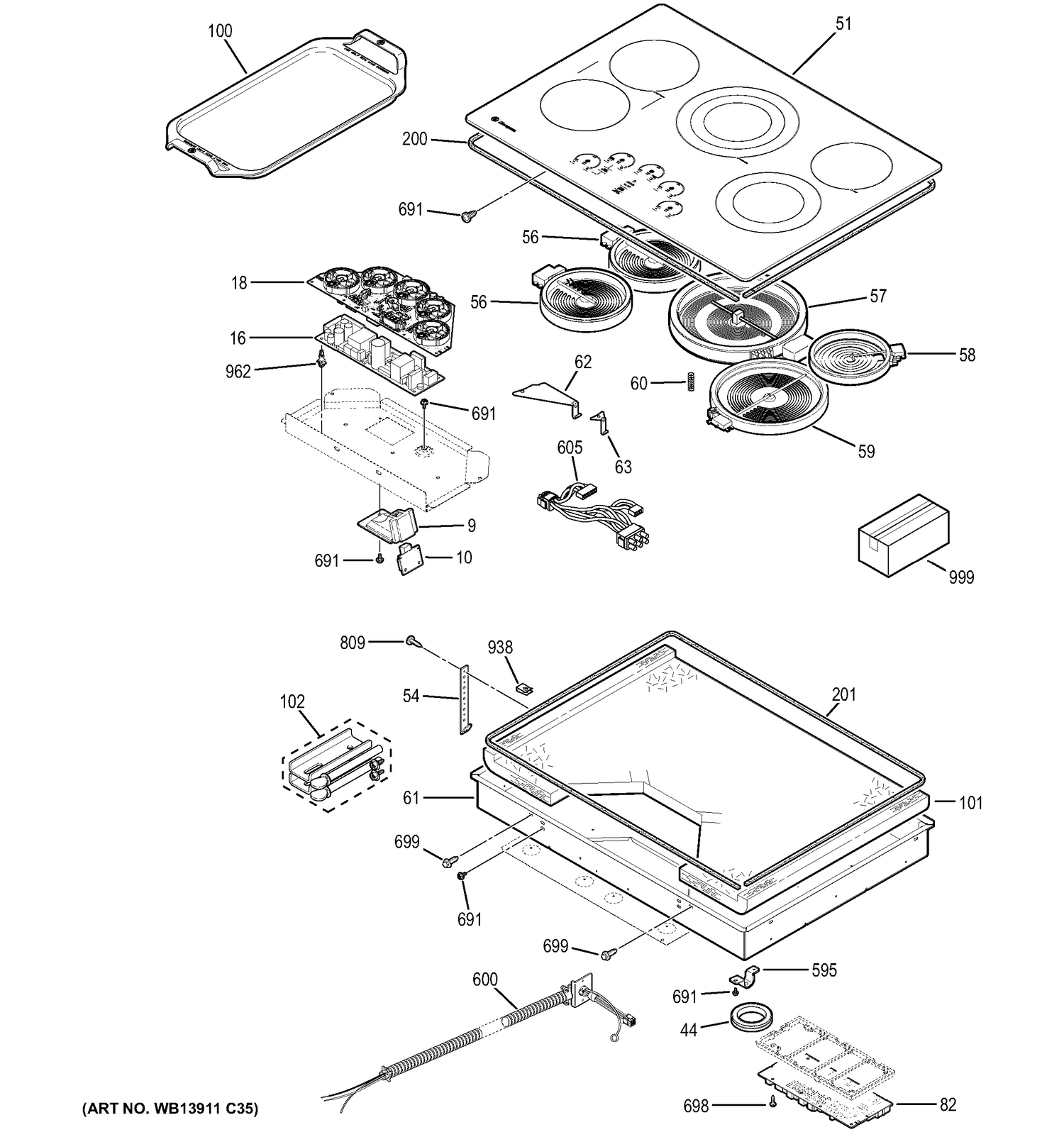 WG02L08169 Oven Maintop Glass and Frame Asm - XPart Supply